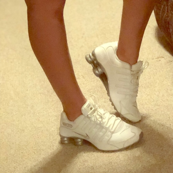 white and silver shox